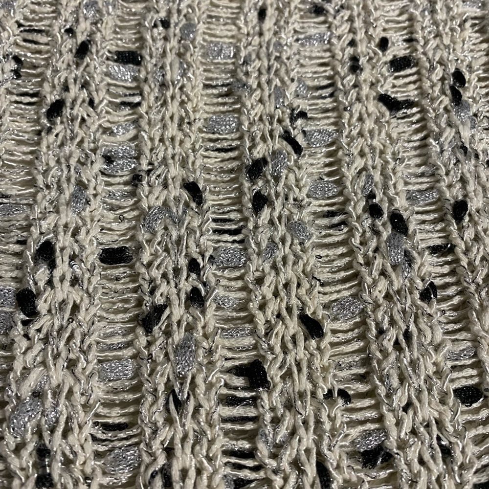 INC Crochet Sweater, Long Sleeve, Neutral, Metallic, Sz S, Cotton, Timeless - Picture 8 of 9